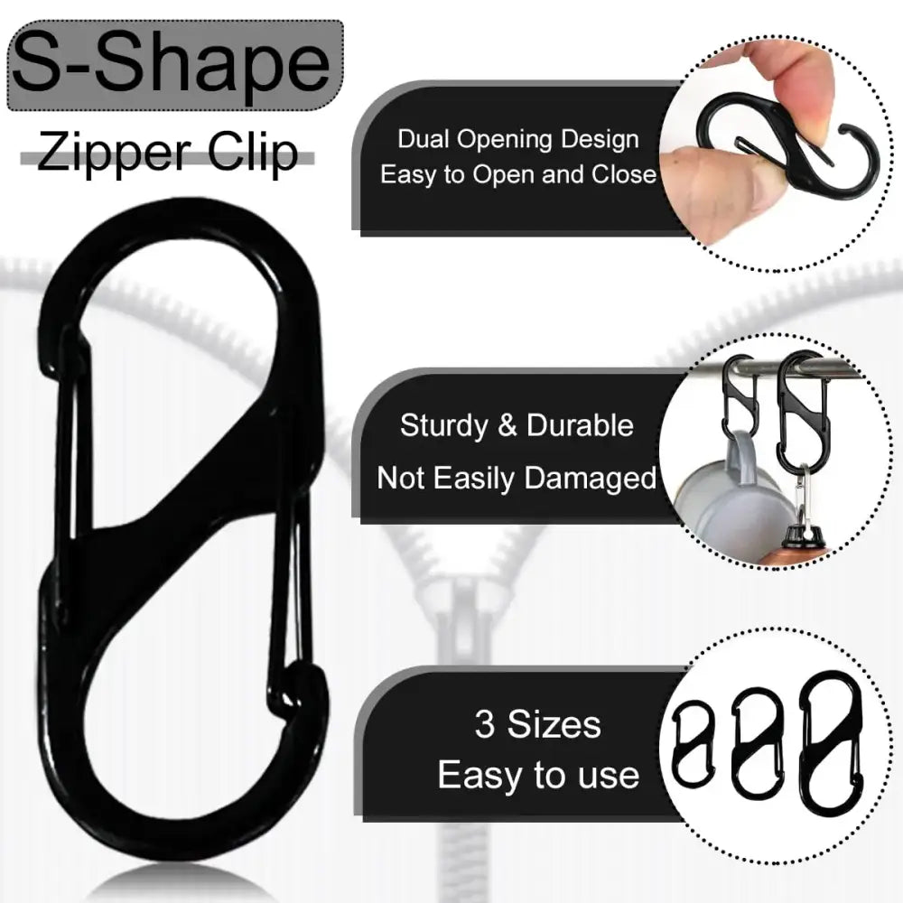 10pcs Metal S-Shaped Lock Clips – Alloy Keychain Hooks for Camping & Travel - 10pcs Metal S-Shaped Lock Clips – Alloy