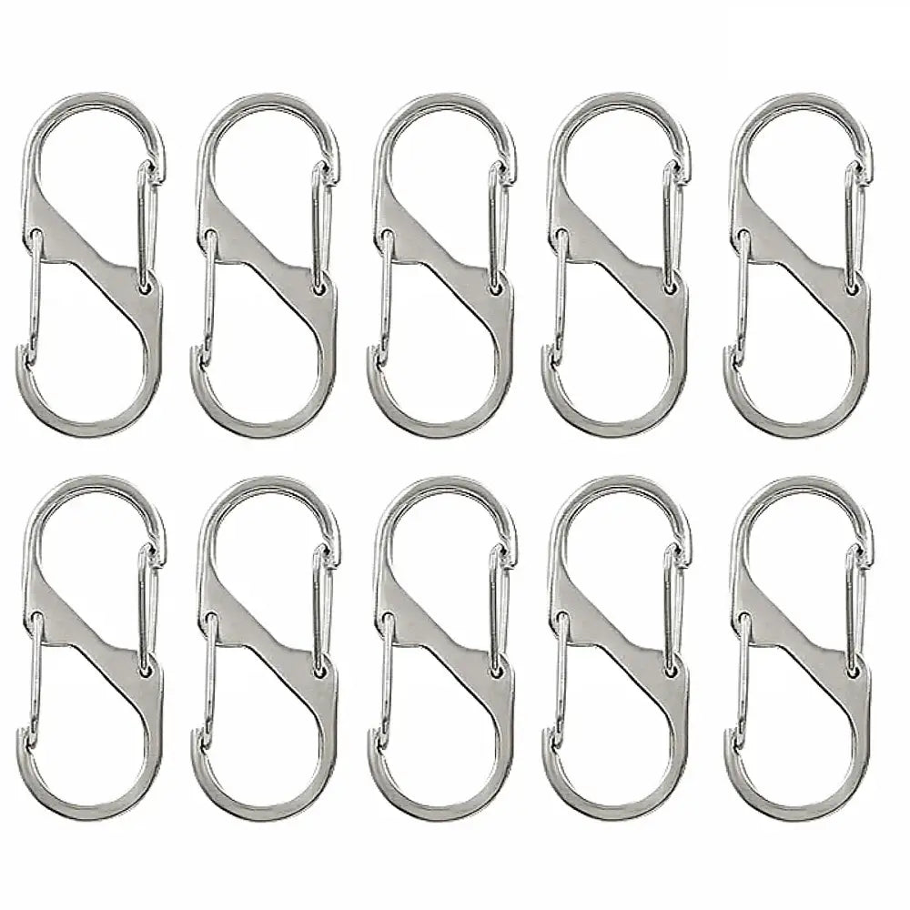 10pcs Metal S-Shaped Lock Clips – Alloy Keychain Hooks for Camping & Travel - Silver / S - 10pcs Metal S-Shaped Lock