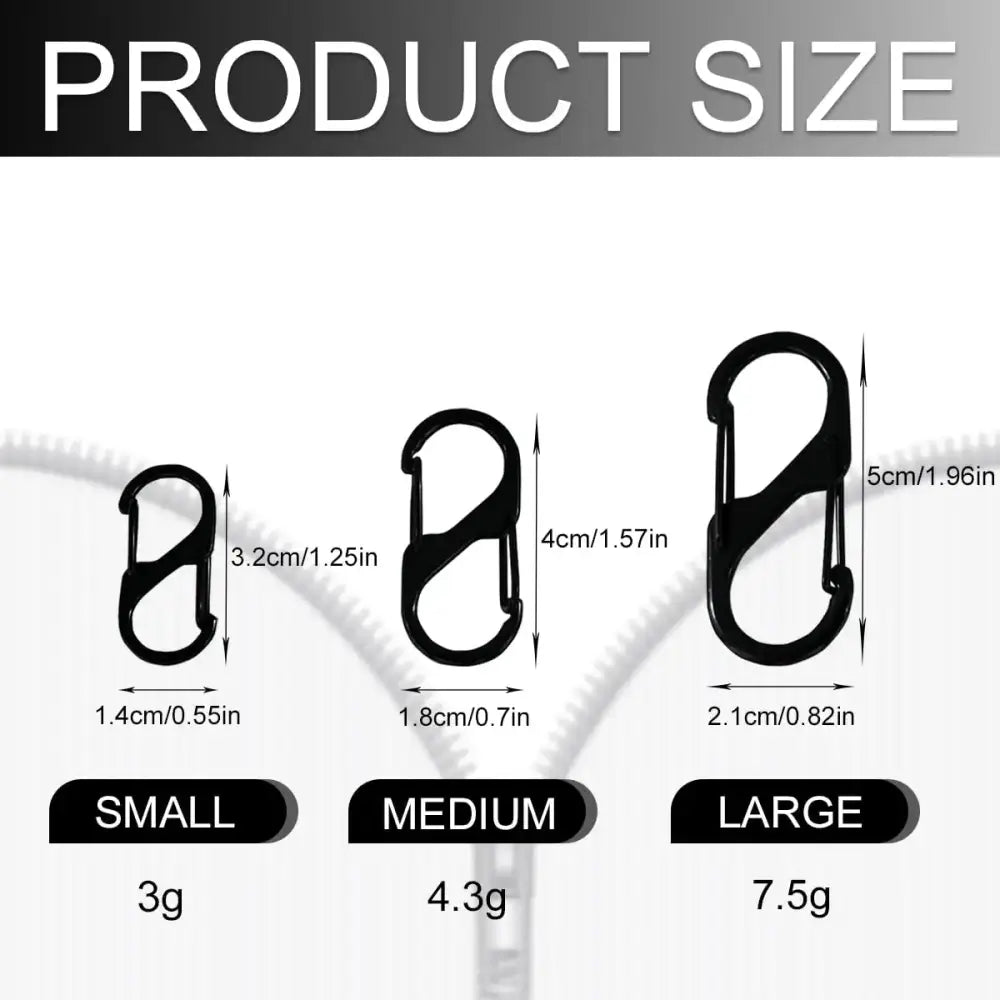 10pcs Metal S-Shaped Lock Clips – Alloy Keychain Hooks for Camping & Travel - 10pcs Metal S-Shaped Lock Clips – Alloy