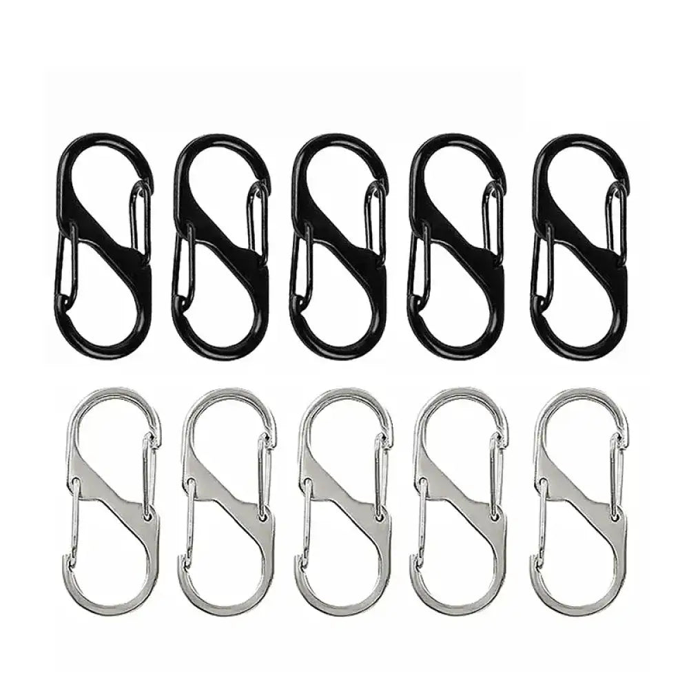 10pcs Metal S-Shaped Lock Clips – Alloy Keychain Hooks for Camping & Travel - 10pcs Metal S-Shaped Lock Clips – Alloy
