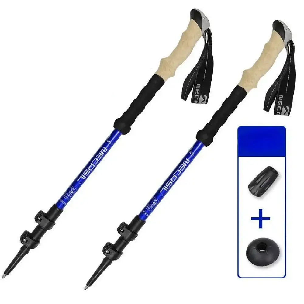 2pcs Trekking Poles – Ultralight Adjustable Walking Sticks with Quick Lock - Blue - (2-Pack) - 2pcs Trekking Poles –
