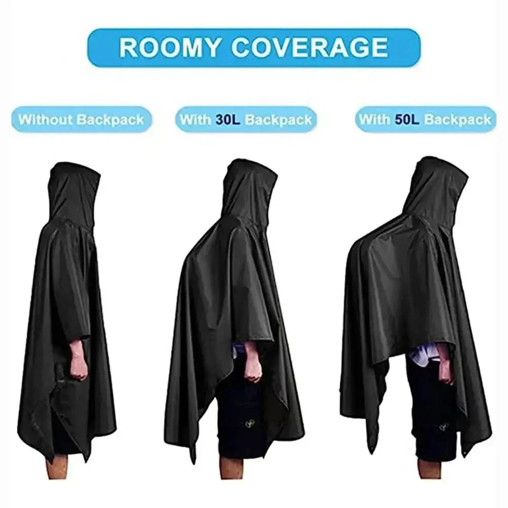 3-in-1 Military Rain Poncho – Waterproof Hooded Raincoat & Tent Shelter - 3-in-1 Military Rain Poncho – Waterproof
