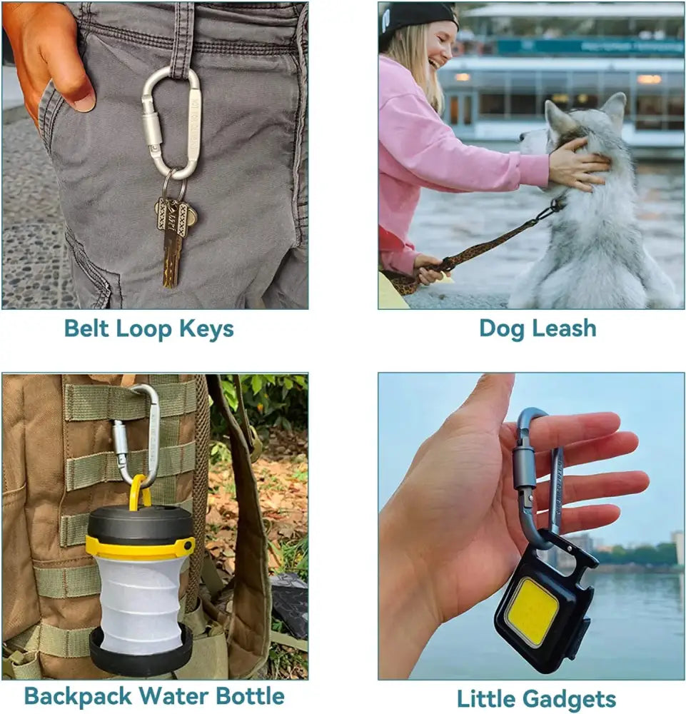 4pcs Aluminium Carabiner Set – Tactical Keychain Hooks for Camping & EDC - 4pcs Aluminium Carabiner Set – Tactical