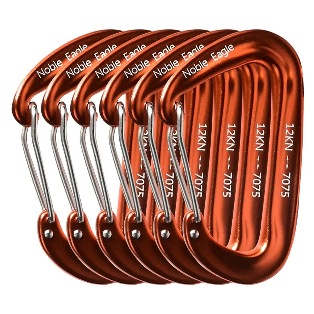 6pcs Lightweight 12KN Aluminium Carabiners – D-Ring Hooks for Camping & Hiking - Orange (6pcs) - 6pcs Lightweight 12KN