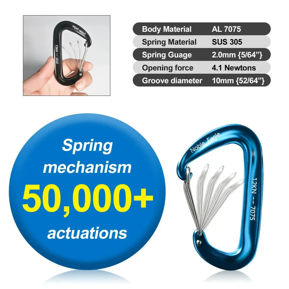 6pcs Lightweight 12KN Aluminium Carabiners – D-Ring Hooks for Camping & Hiking - 6pcs Lightweight 12KN Aluminium