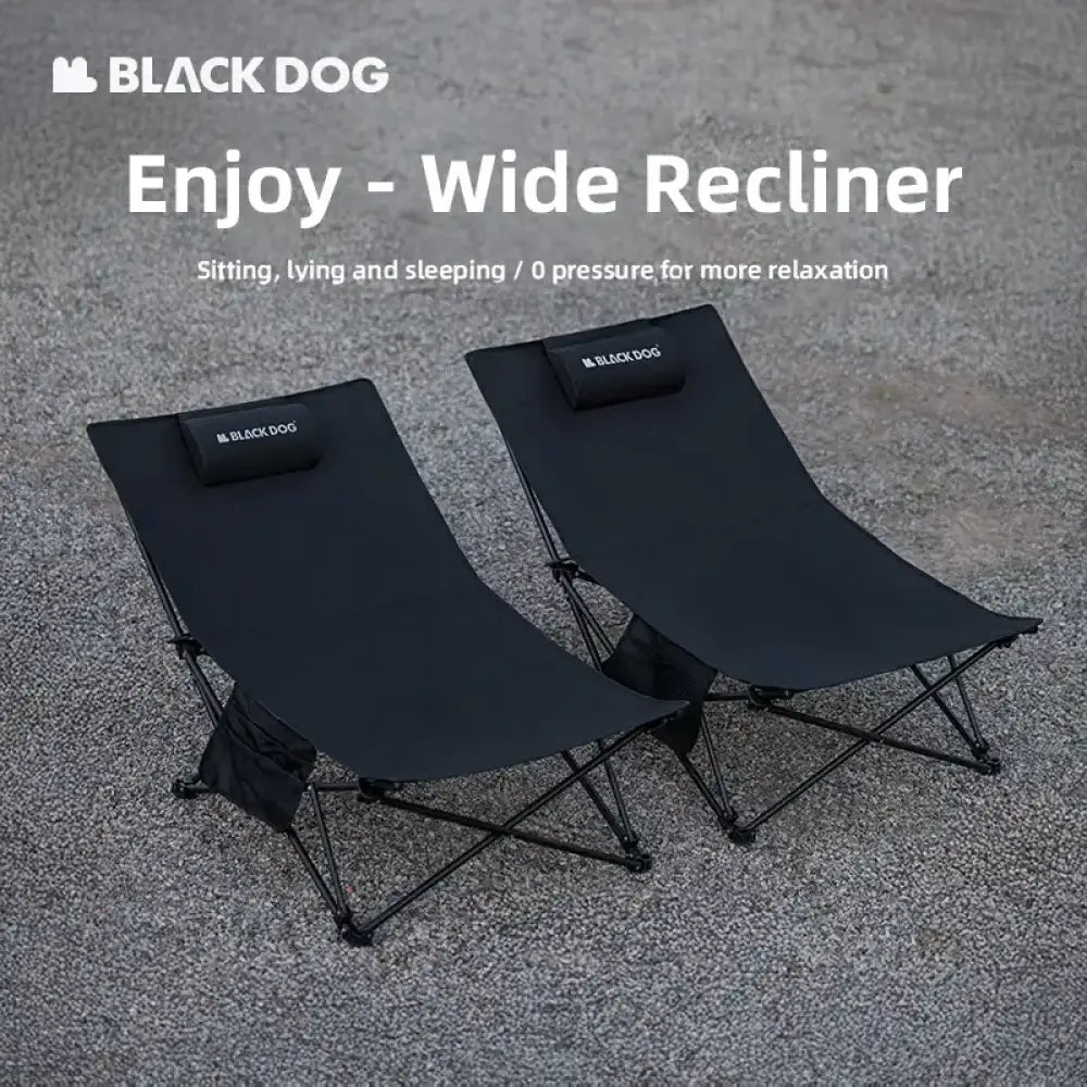 BlackDog Outdoor Reclining Chair – Folding Cotton-Padded Fishing & Camping Chair - Black - BlackDog Outdoor Reclining