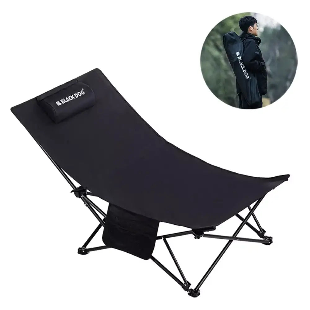 BlackDog Outdoor Reclining Chair – Folding Cotton-Padded Fishing & Camping Chair - Black - BlackDog Outdoor Reclining
