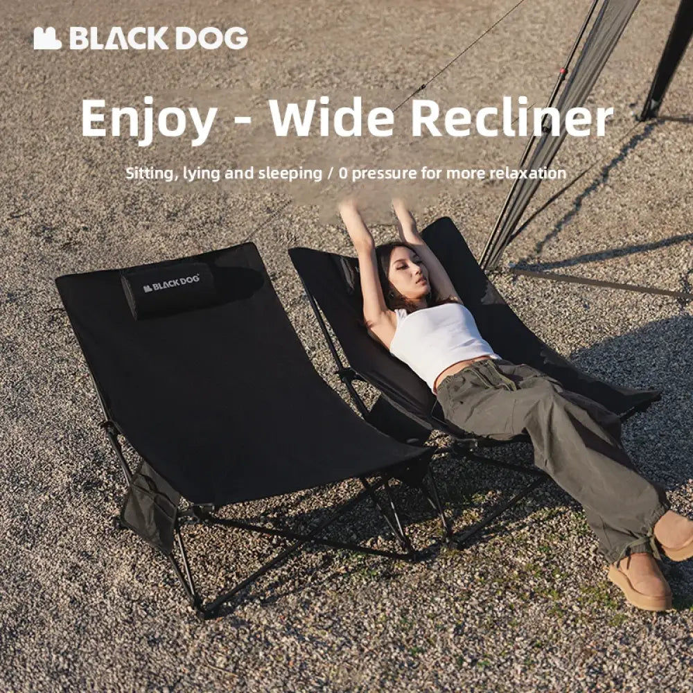 BlackDog Outdoor Reclining Chair – Folding Cotton-Padded Fishing & Camping Chair - Black - BlackDog Outdoor Reclining