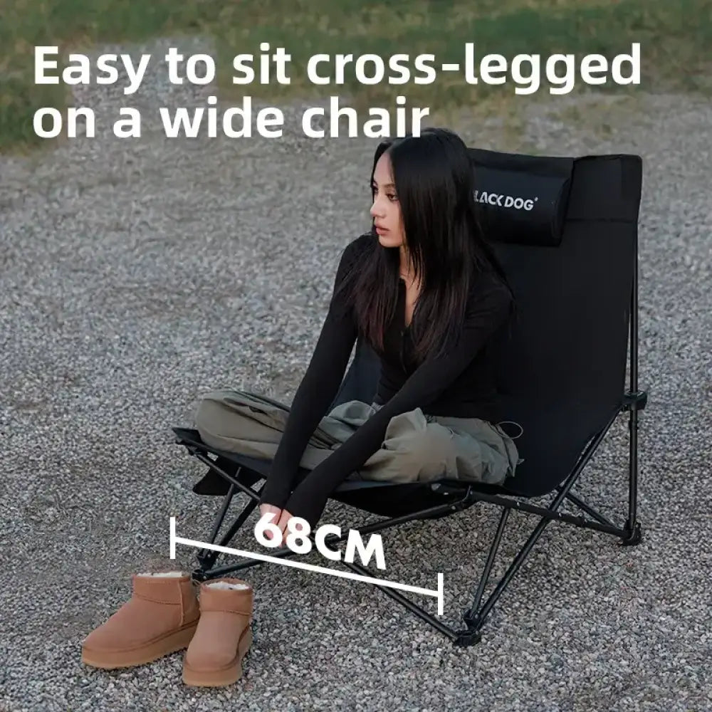 BlackDog Outdoor Reclining Chair – Folding Cotton-Padded Fishing & Camping Chair - Black - BlackDog Outdoor Reclining