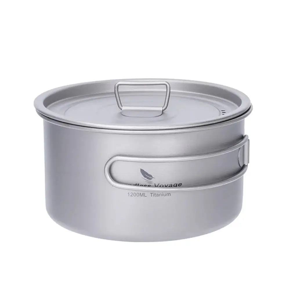 Boundless Voyage Titanium Cookware Set – Ultralight Pot & Kettle Kit (0.7L–2.4L) - 1.2L Titanium Pot - Boundless Voyage