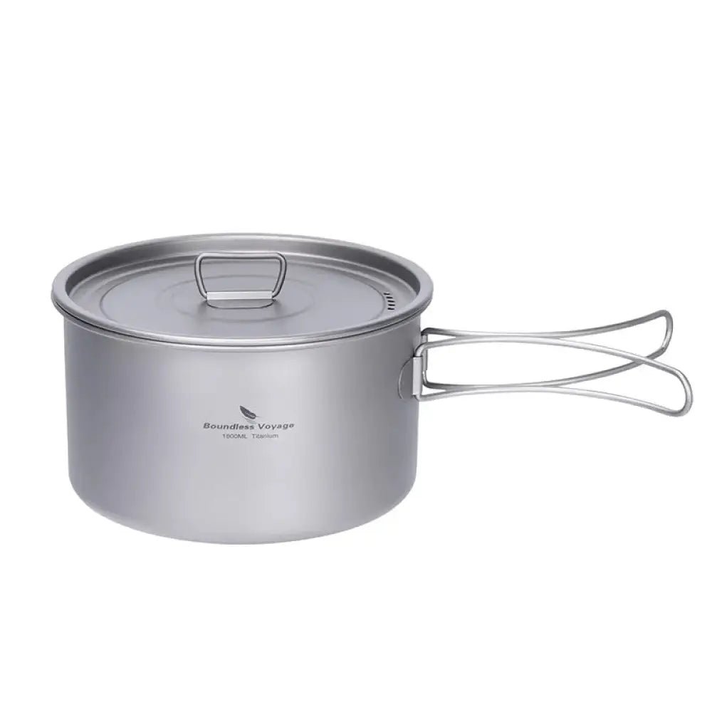 Boundless Voyage Titanium Cookware Set – Ultralight Pot & Kettle Kit (0.7L–2.4L) - 1.8L Titanium Pot - Boundless Voyage