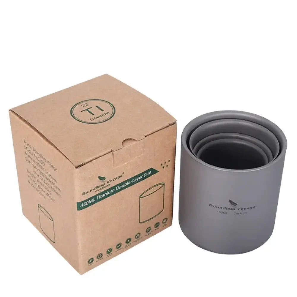 Boundless Voyage Titanium Cup Set – Double-Wall Camping Mug Collection (120–450ml) - Boundless Voyage Titanium Cup Set