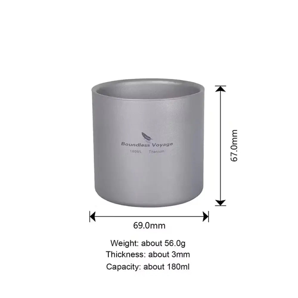 Boundless Voyage Titanium Cup Set – Double-Wall Camping Mug Collection (120–450ml) - Boundless Voyage Titanium Cup Set