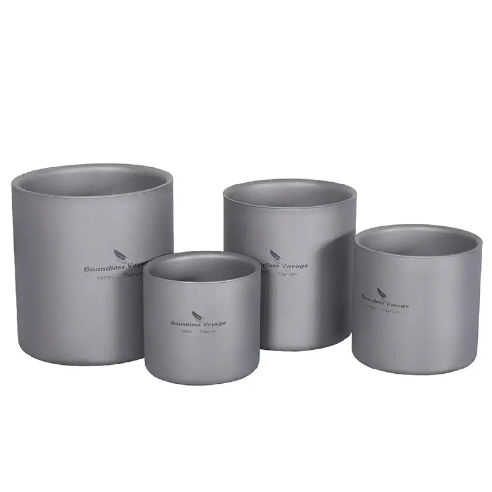 Boundless Voyage Titanium Cup Set – Double-Wall Camping Mug Collection (120–450ml) - Boundless Voyage Titanium Cup Set