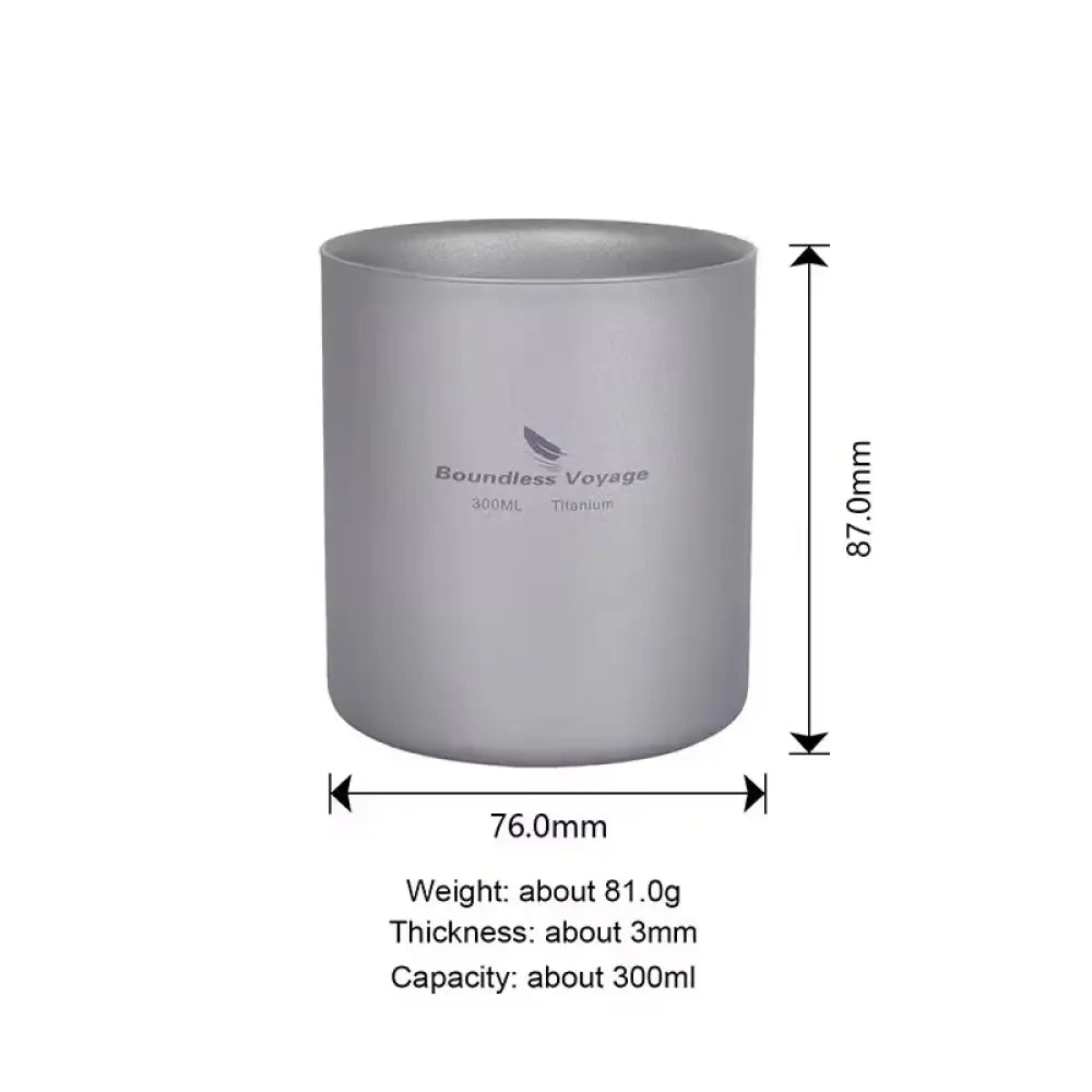 Boundless Voyage Titanium Cup Set – Double-Wall Camping Mug Collection (120–450ml) - Boundless Voyage Titanium Cup Set