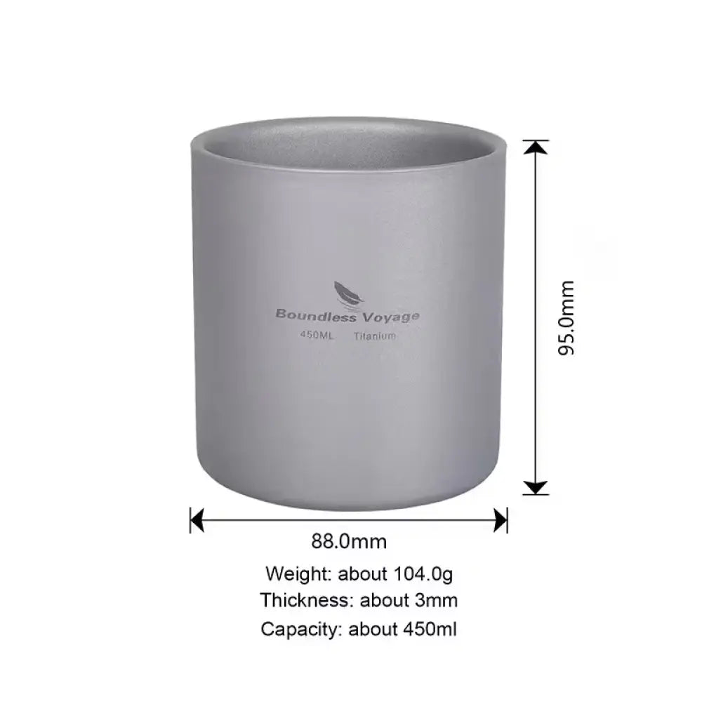 Boundless Voyage Titanium Cup Set – Double-Wall Camping Mug Collection (120–450ml) - Boundless Voyage Titanium Cup Set