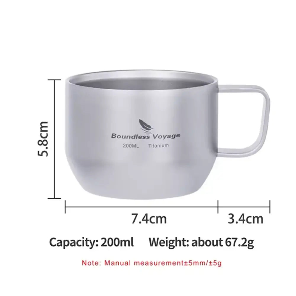 Boundless Voyage Titanium Espresso Cup – 200 ml Double-Wall Coffee Mug - Boundless Voyage Titanium Espresso Cup – 200