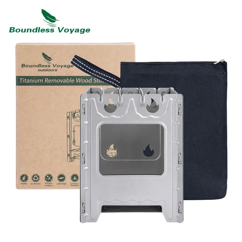 Boundless Voyage Titanium Wood Stove – Ultralight Folding Bushbox with BBQ Grill - Titanium Wood Stove - Boundless