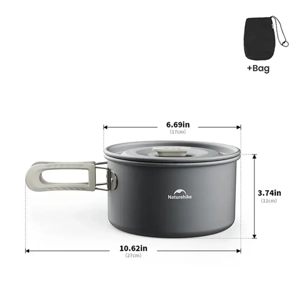 Camping Cookware Set – Non-Stick Cooking Kit with Teapot (4–7 People) - Naturehike - Pot - 1.7L - Naturehike Camping