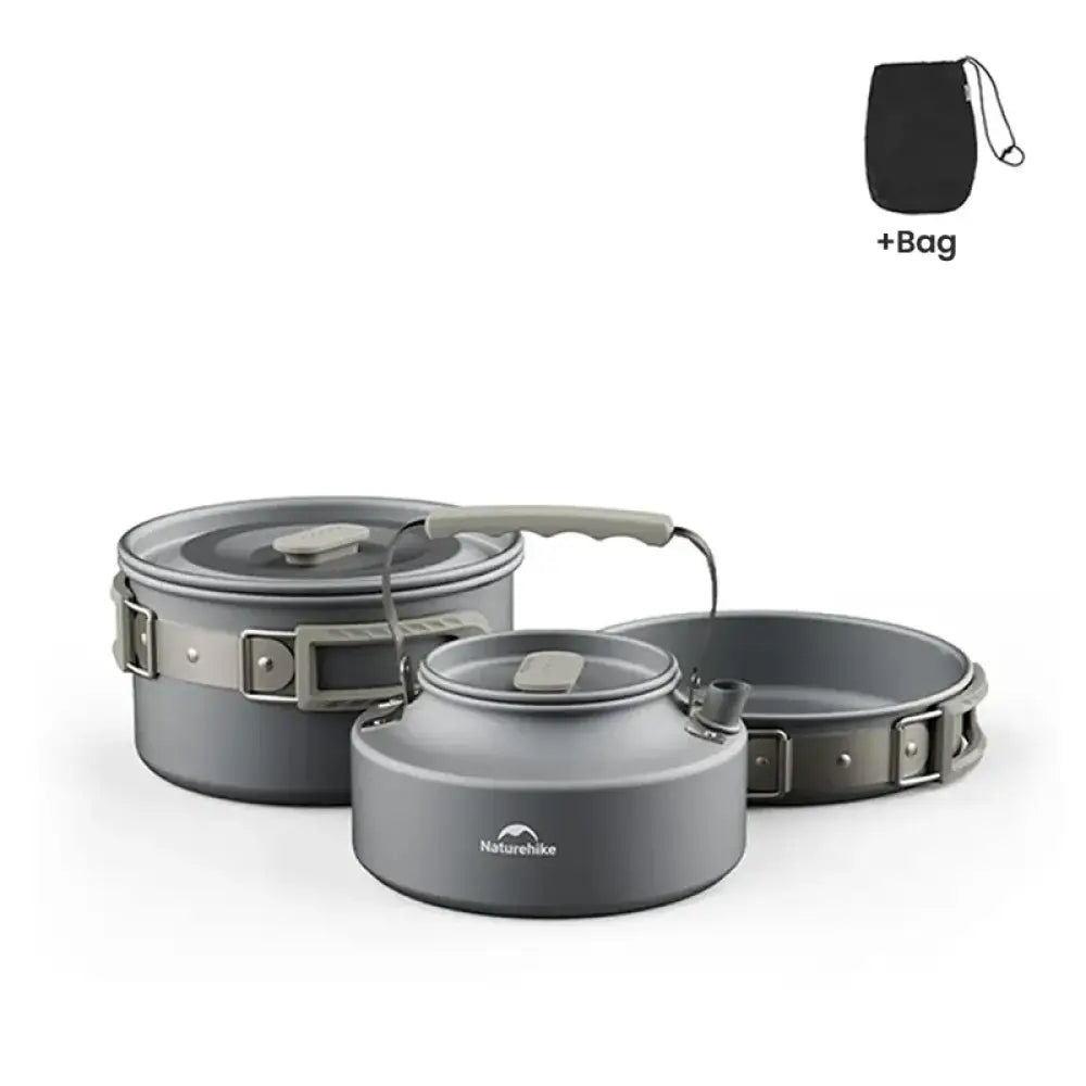 Camping Cookware Set – Non-Stick Cooking Kit with Teapot (4–7 People) - Naturehike - Set B (2-4 Person) - Naturehike