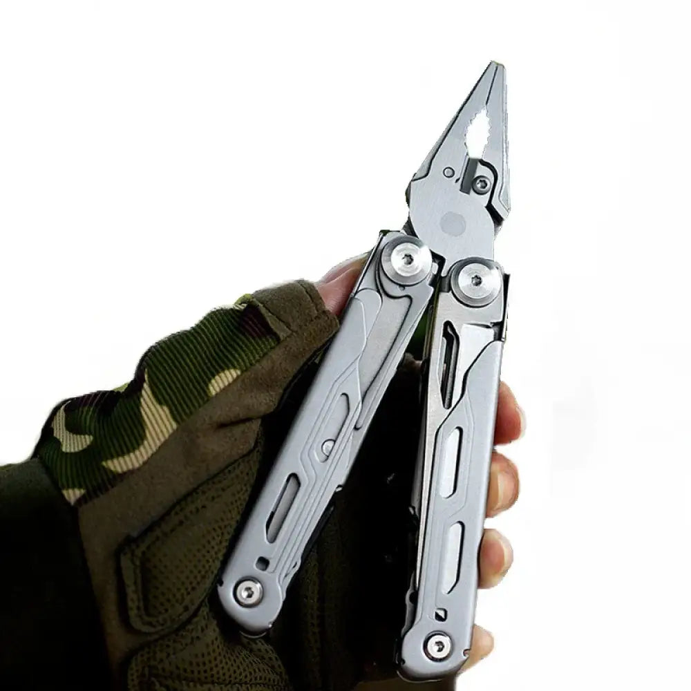 Compact Stainless-Steel 13-in-1 Folding Pliers Multi-Tool for Camping & EDC - Silver - Compact Stainless-Steel 13-in-1