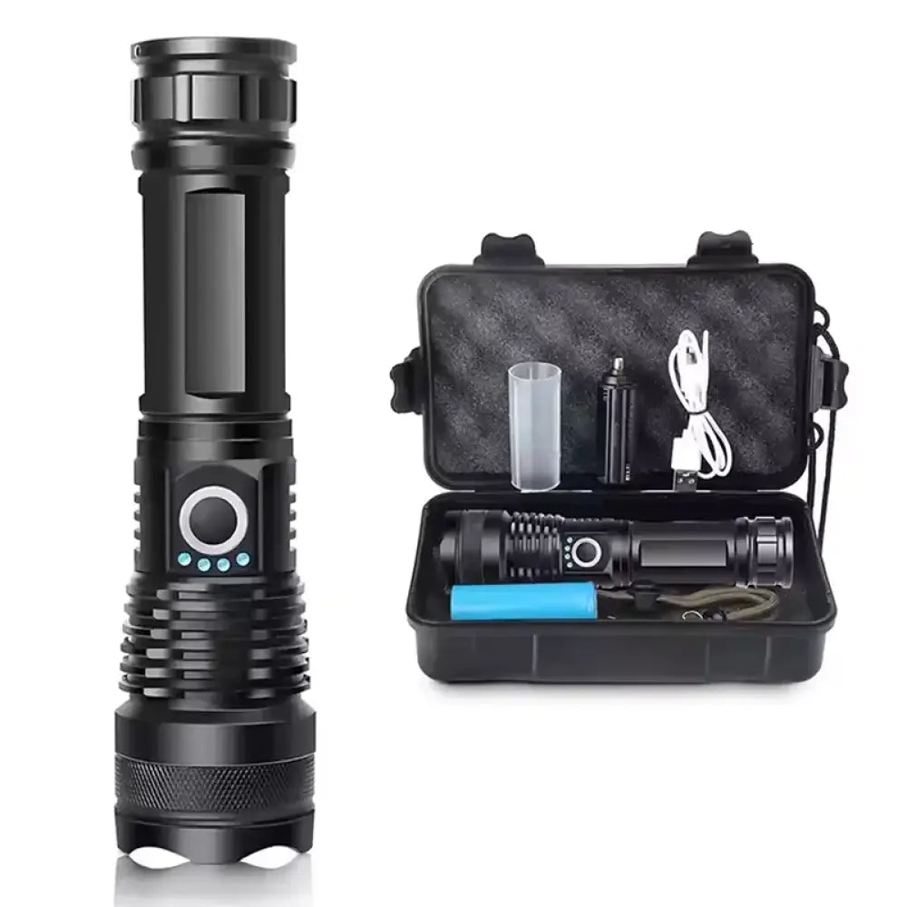 High Power Rechargeable LED Flashlight – Aluminium Zoom Torch for Camping - Ultra Bright - Includes All - High Power