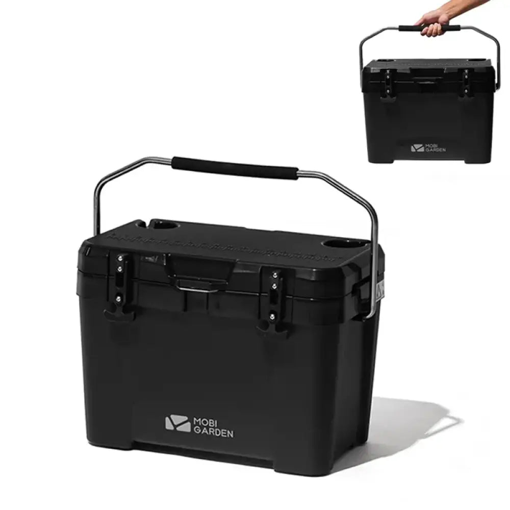 Mobi Garden 25 L Camping Ice Box – Portable Cooler for Food & Drinks - Black - Mobi Garden 25 L Camping Ice Box –