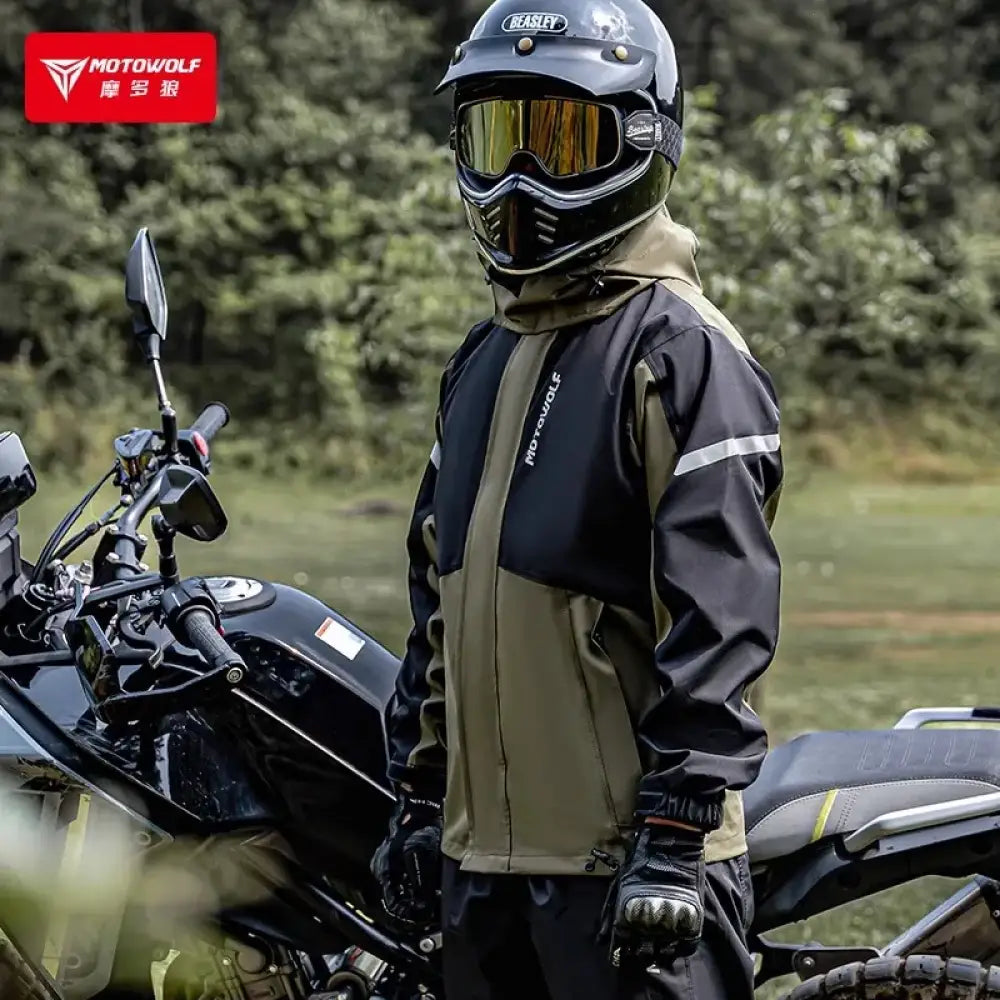 Motorcycle Raincoat Suit – Waterproof Jacket & Trousers for Camping Hiking & Cycling - Motorcycle Raincoat Suit –