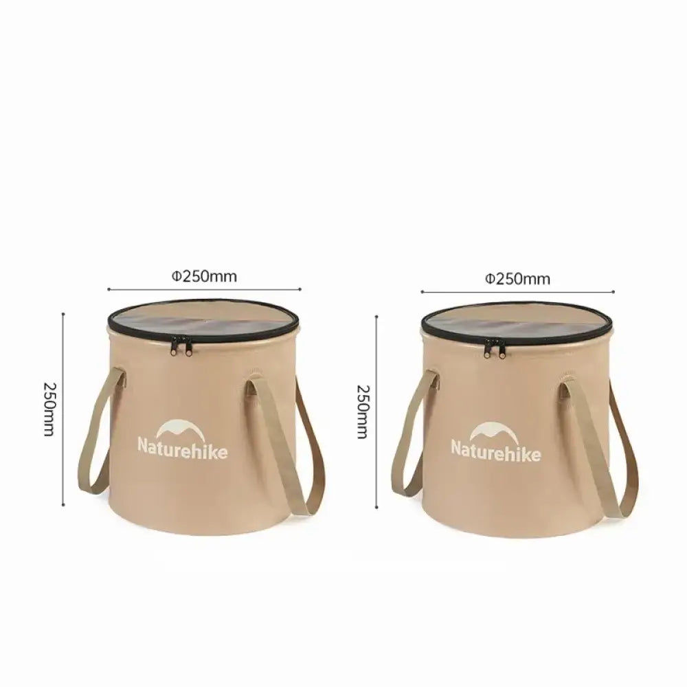 Naturehike Collapsible Camping Basin – Portable Waterproof Folding Sink (10L / 20L) - Kit 2 - 10L (Khaki) - Naturehike