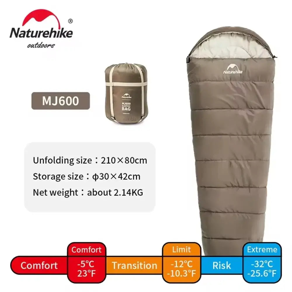 Naturehike MJ300/MJ600 Mummy Sleeping Bag – Lightweight Cotton Winter Bag - Naturehike MJ300/MJ600 Mummy Sleeping Bag –