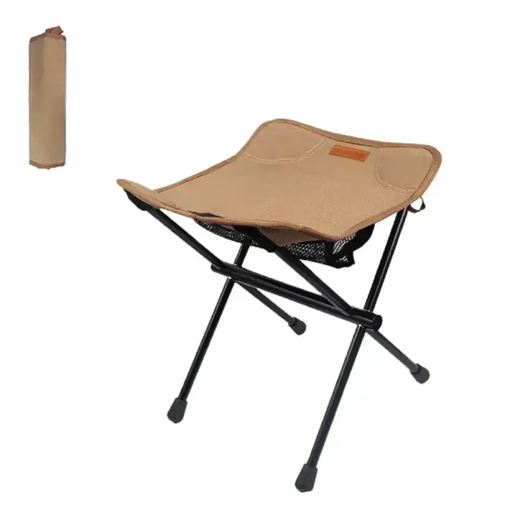Pacoone Folding Mini Stool – Aluminium Alloy Portable Chair for Camping & Fishing - Khaki - Pacoone Folding Mini Stool