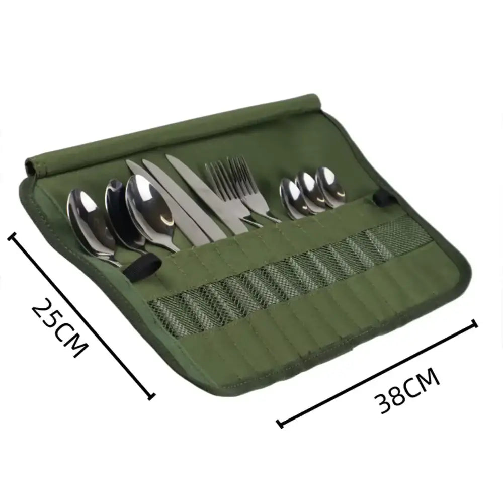 Portable Cutlery Storage Bag – Water-Resistant Pouch for Camping Utensils - Cutlery Storage Bag – Army Green - Portable