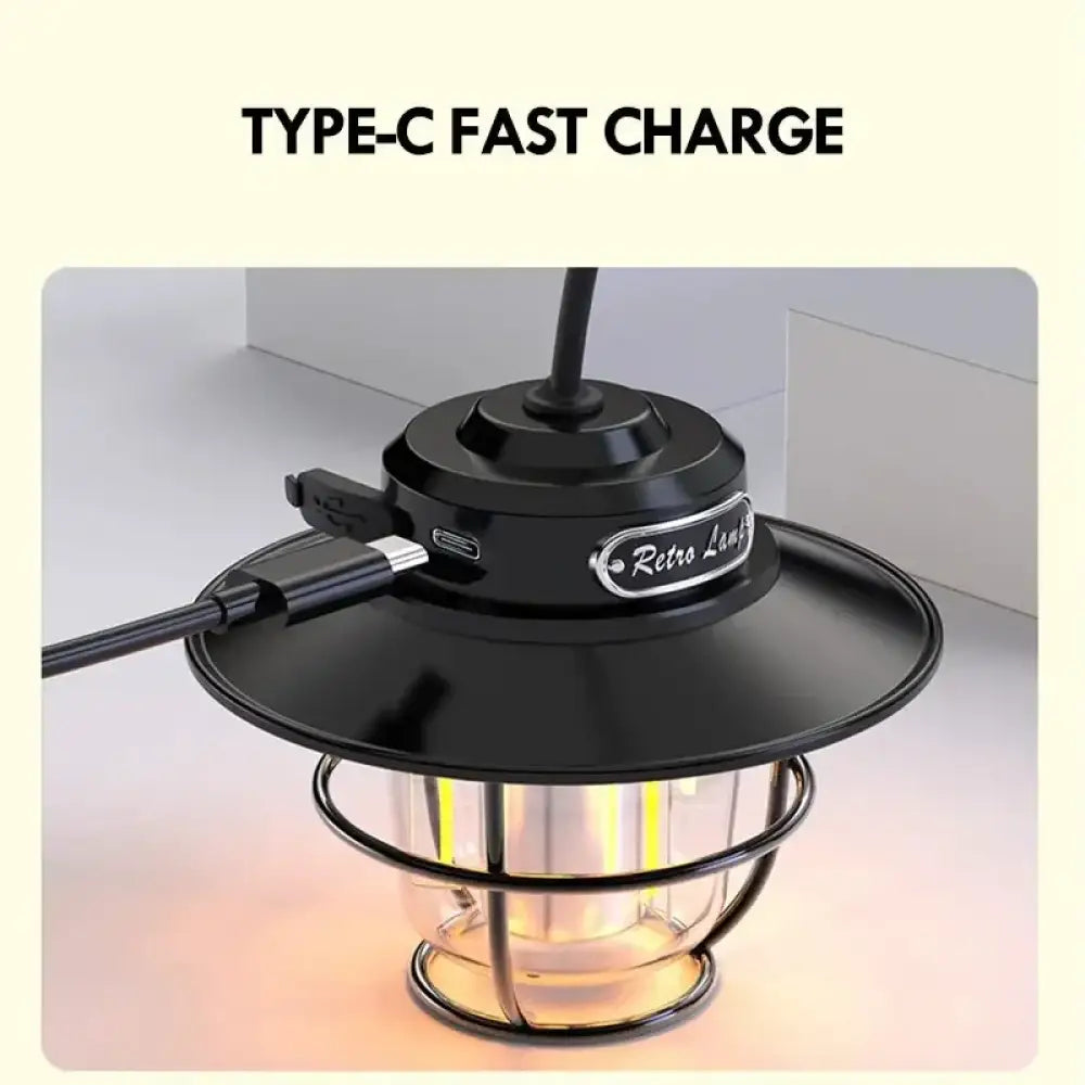 Retro LED Camping Lantern – Rechargeable Waterproof Hanging Lamp - Four-Color Light Souce - Retro LED Camping Lantern –