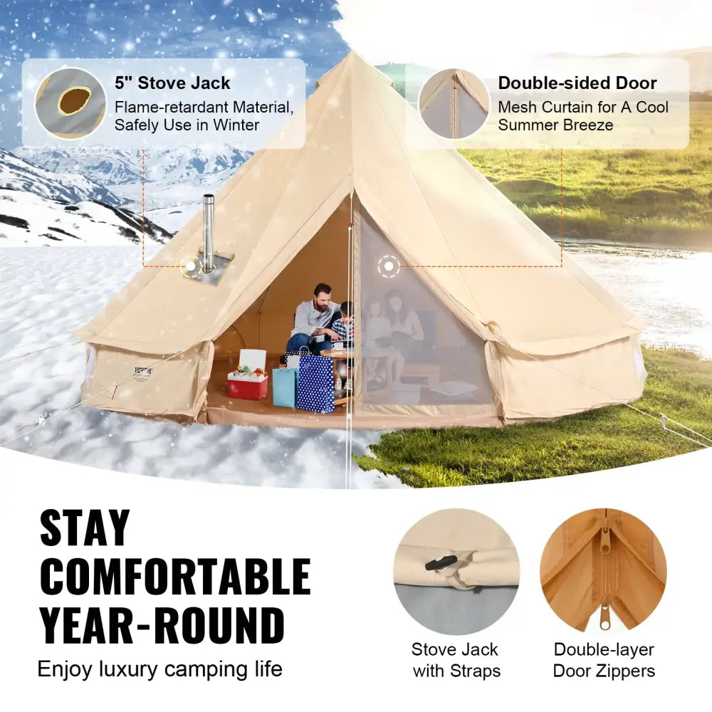 Succebuy Canvas Bell Tent – 4-Season Cotton Yurt Tent with Stove Jack - Succebuy Canvas Bell Tent – 4-Season Cotton