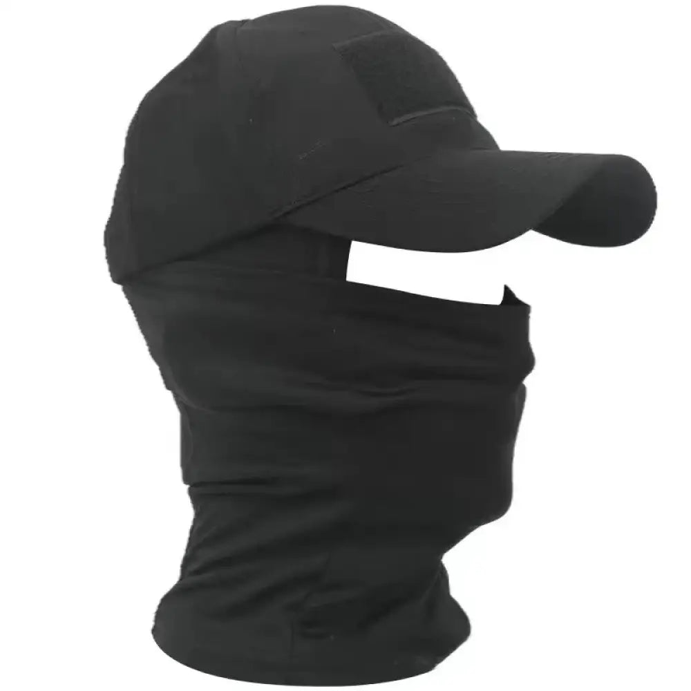 Tactical Balaclava Cap Set – Full Face Mask & Snapback Sun Hat - Black - Tactical Balaclava Cap Set – Full Face Mask &