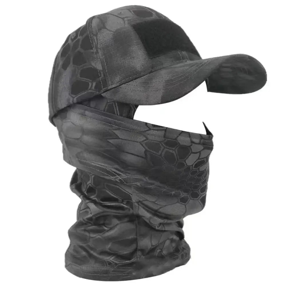 Tactical Balaclava Cap Set – Full Face Mask & Snapback Sun Hat - Python Black - Tactical Balaclava Cap Set – Full Face