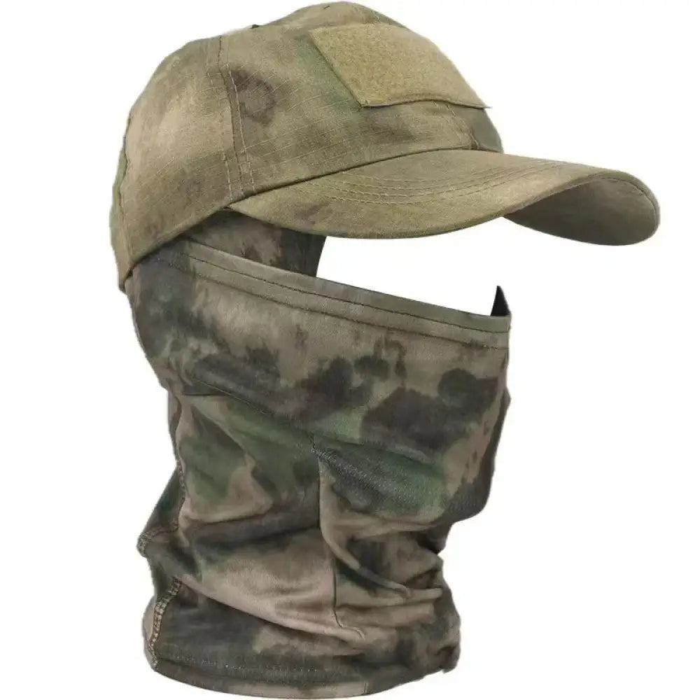 Tactical Balaclava Cap Set – Full Face Mask & Snapback Sun Hat - Ruins Green - Tactical Balaclava Cap Set – Full Face