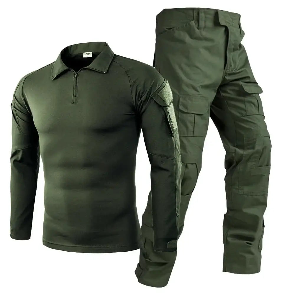 Tactical Camouflage Suit – Outdoor Military Shirt & Trousers Set - Green / S - Tactical Camouflage Suit – Outdoor