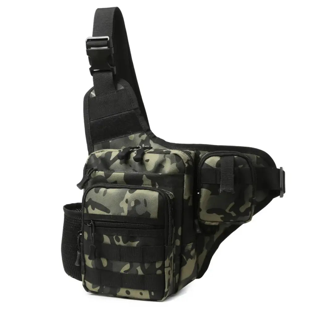 Tactical Chest & Waist Pouch – Crossbody Molle Fanny Pack for Outdoor Sports - Black CP - Tactical Chest & Waist Pouch