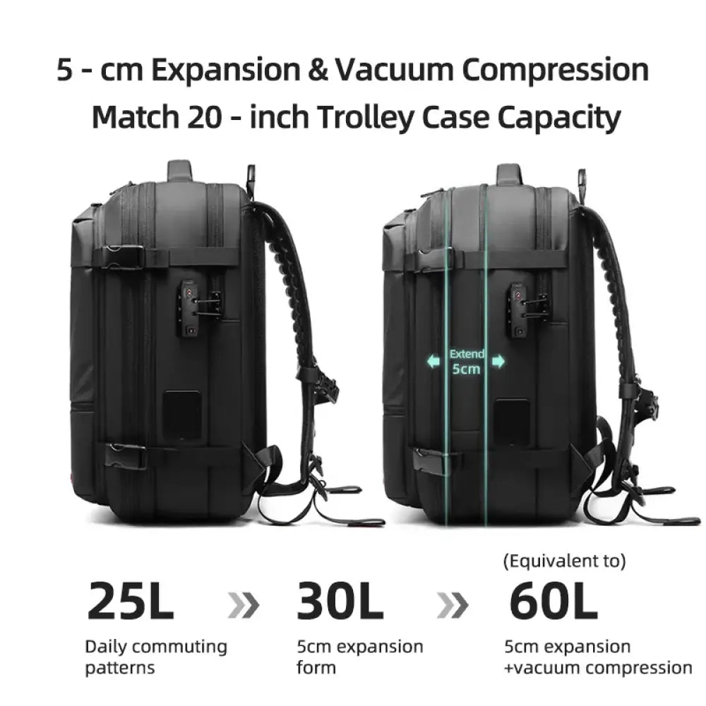 Travel Expandable Laptop Backpack – 17-Inch Waterproof Compression Bag - Travel Expandable Laptop Backpack – 17-Inch