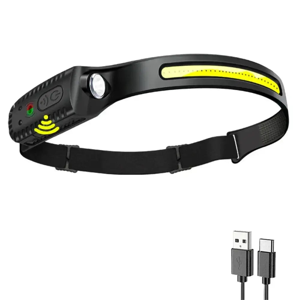 USB Rechargeable LED Headlamp – Sensor-Control Head Torch for Camping & Fishing - Single Pack - USB Rechargeable LED