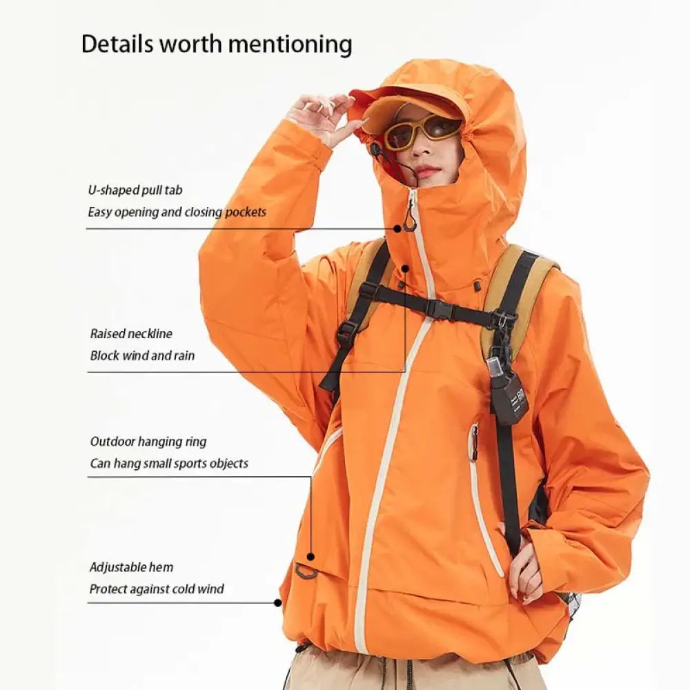 Waterproof Hiking Jacket – Windproof Hooded Outdoor Coat for Men & Women - Waterproof Hiking Jacket – Windproof Hooded