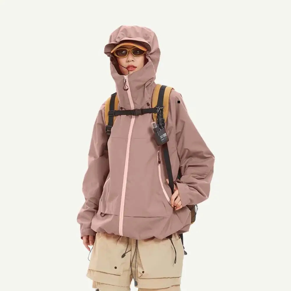 Waterproof Hiking Jacket – Windproof Hooded Outdoor Coat for Men & Women - Pink / S - Waterproof Hiking Jacket –