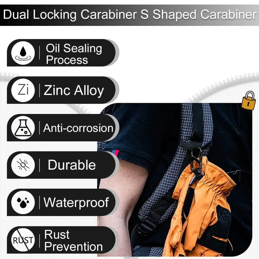 10pcs Metal S-Shaped Lock Clips – Alloy Keychain Hooks for Camping & Travel - 10pcs Metal S-Shaped Lock Clips – Alloy