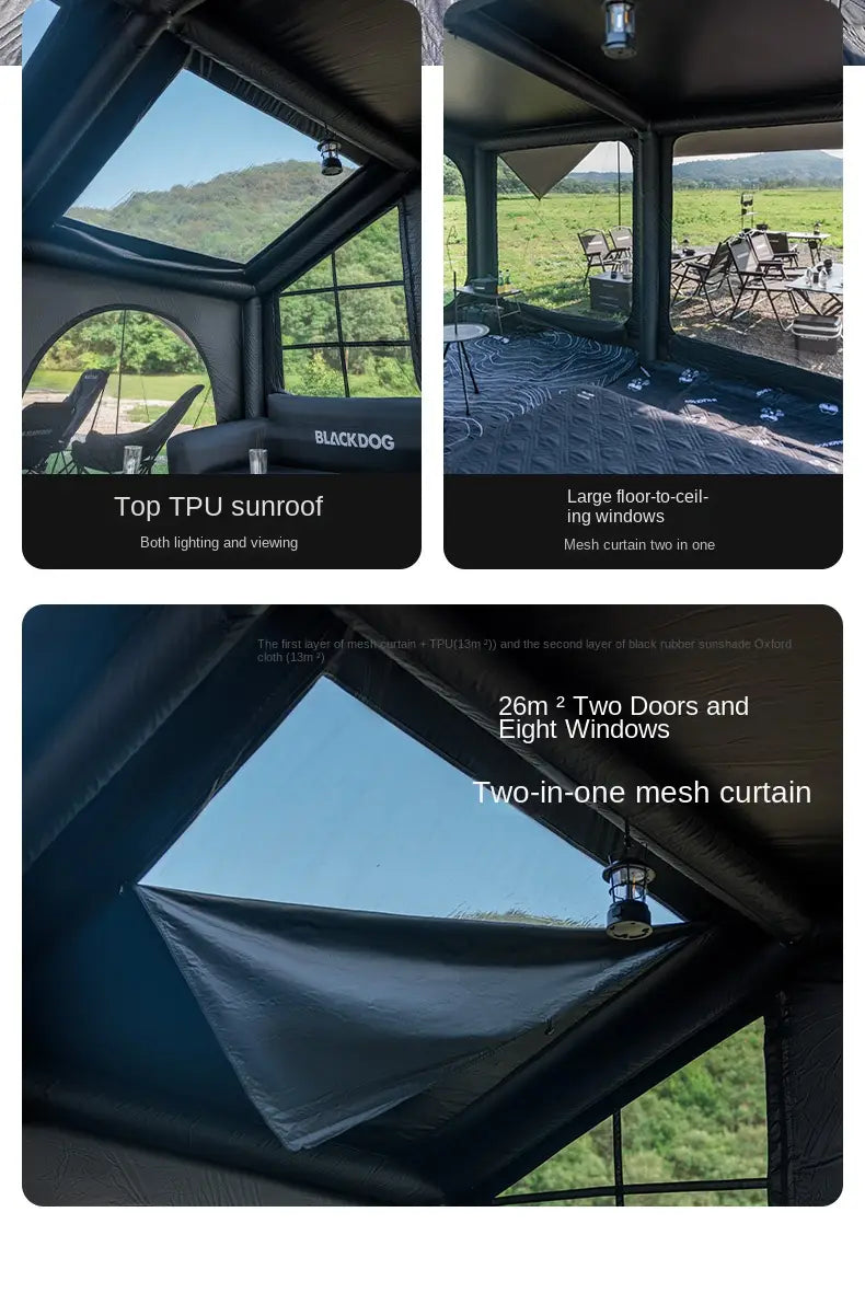 Naturehike BlackDog Inflatable Tent – PU5000 Waterproof Canopy with TPU Window