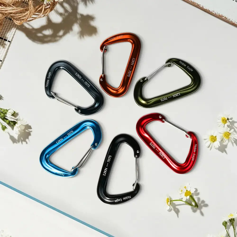 6pcs Lightweight 12KN Aluminium Carabiners – D-Ring Hooks for Camping & Hiking - 6pcs Lightweight 12KN Aluminium