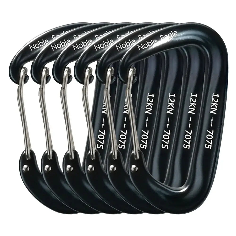6pcs Lightweight 12KN Aluminium Carabiners – D-Ring Hooks for Camping & Hiking - Gray (6pcs) - 6pcs Lightweight 12KN
