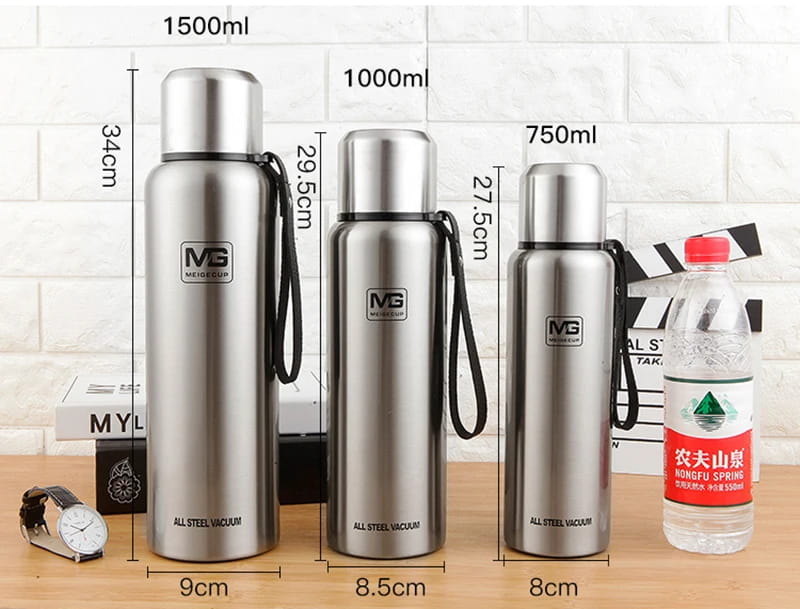 Upors Stainless Steel Thermos – Large Capacity Insulated Bottle (500ml–1500ml)