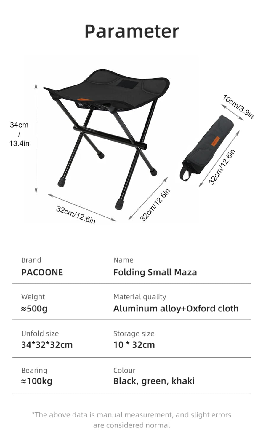 Pacoone Folding Mini Stool – Aluminium Alloy Portable Chair for Camping & Fishing