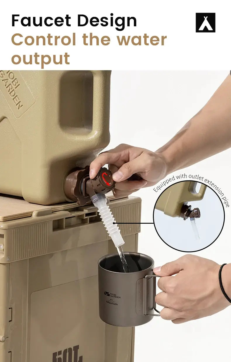 Mobi Garden MU-ZE Water Container – Portable Food-Grade Camping Bucket with Faucet